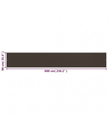 vidaXL Balcony Screen Brown 90x600 cm HDPE