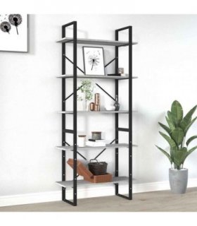 vidaXL 5-Tier Book Cabinet Grey Sonoma 80x30x175 cm Engineered Wood
