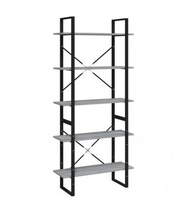 vidaXL 5-Tier Book Cabinet Grey Sonoma 80x30x175 cm Engineered Wood