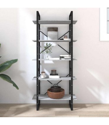 vidaXL 5-Tier Book Cabinet Grey Sonoma 80x30x175 cm Engineered Wood