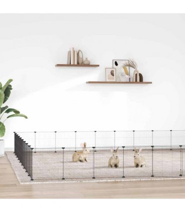 vidaXL 36-Panel Pet Cage with Door Black 315x315x35 cm Steel