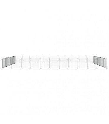 vidaXL 44-Panel Pet Cage with Door Black 385x385x35 cm Steel