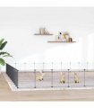 vidaXL 52-Panel Pet Cage with Door Black 455x455x35 cm Steel