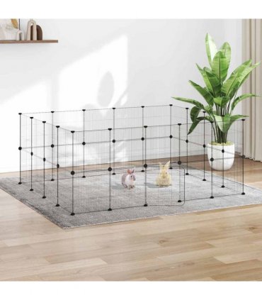vidaXL 36-Panel Pet Cage with Door Black 175x140x70 cm Steel