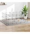 vidaXL 36-Panel Pet Cage with Door Black 175x140x70 cm Steel