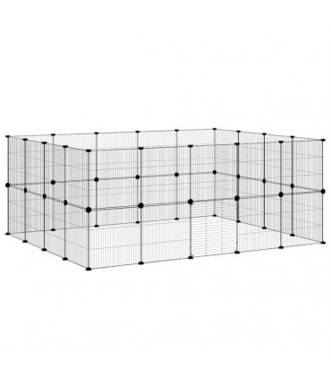 vidaXL 36-Panel Pet Cage with Door Black 175x140x70 cm Steel