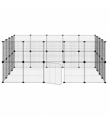 vidaXL 36-Panel Pet Cage with Door Black 175x140x70 cm Steel