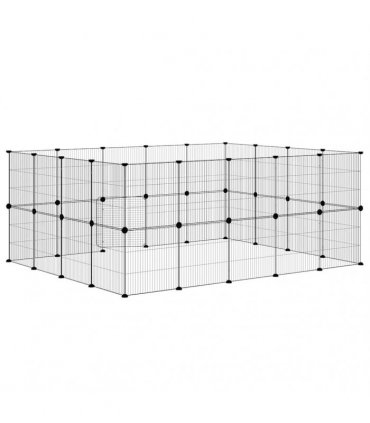 vidaXL 36-Panel Pet Cage with Door Black 175x140x70 cm Steel