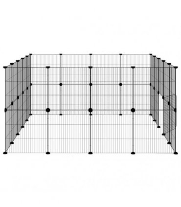 vidaXL 36-Panel Pet Cage with Door Black 175x140x70 cm Steel