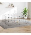 vidaXL 44-Panel Pet Cage with Door Black 210x175x70 cm Steel