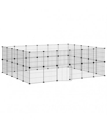vidaXL 44-Panel Pet Cage with Door Black 210x175x70 cm Steel