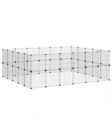 vidaXL 44-Panel Pet Cage with Door Black 210x175x70 cm Steel