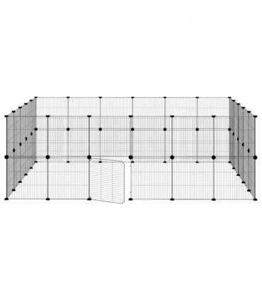 vidaXL 44-Panel Pet Cage with Door Black 210x175x70 cm Steel