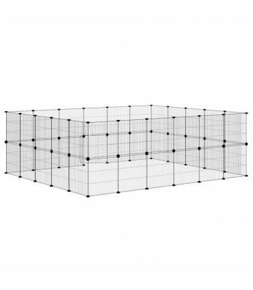 vidaXL 44-Panel Pet Cage with Door Black 210x175x70 cm Steel