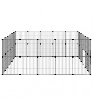 vidaXL 44-Panel Pet Cage with Door Black 210x175x70 cm Steel