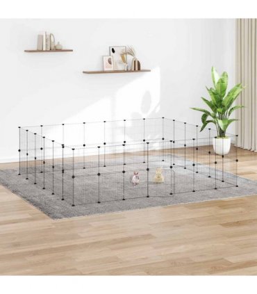 vidaXL 52-Panel Pet Cage with Door Black 245x210x70 cm Steel