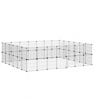 vidaXL 52-Panel Pet Cage with Door Black 245x210x70 cm Steel