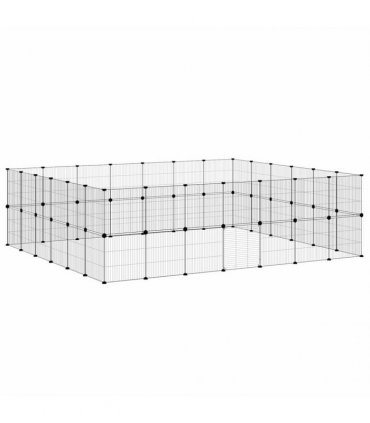 vidaXL 52-Panel Pet Cage with Door Black 245x210x70 cm Steel