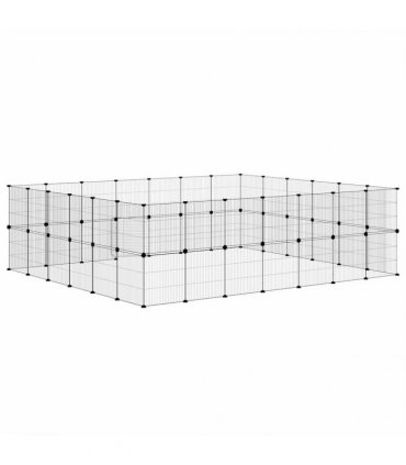 vidaXL 52-Panel Pet Cage with Door Black 245x210x70 cm Steel