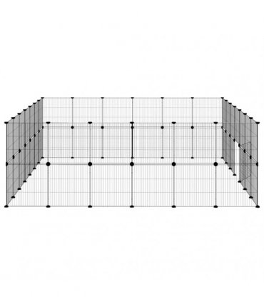 vidaXL 52-Panel Pet Cage with Door Black 245x210x70 cm Steel