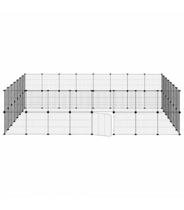 vidaXL 60-Panel Pet Cage with Door Black 280x245x70 cm Steel
