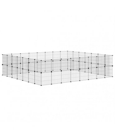vidaXL 60-Panel Pet Cage with Door Black 280x245x70 cm Steel