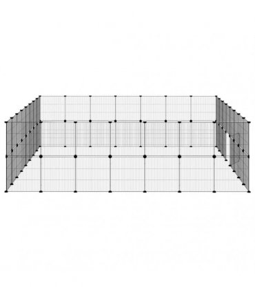 vidaXL 60-Panel Pet Cage with Door Black 280x245x70 cm Steel