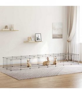 vidaXL 36-Panel Pet Cage with Door Black 280x70x35 cm Steel