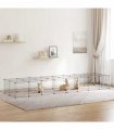 vidaXL 36-Panel Pet Cage with Door Black 280x70x35 cm Steel