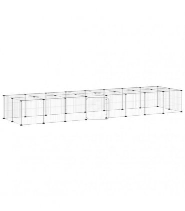 vidaXL 36-Panel Pet Cage with Door Black 280x70x35 cm Steel