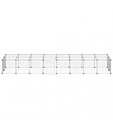 vidaXL 36-Panel Pet Cage with Door Black 280x70x35 cm Steel
