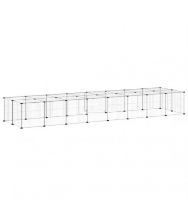 vidaXL 36-Panel Pet Cage with Door Black 280x70x35 cm Steel