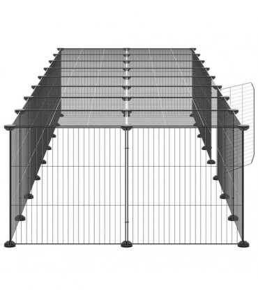 vidaXL 36-Panel Pet Cage with Door Black 280x70x35 cm Steel