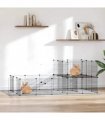 vidaXL 36-Panel Pet Cage with Door Black 175x105x70 cm Steel