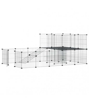 vidaXL 36-Panel Pet Cage with Door Black 175x105x70 cm Steel