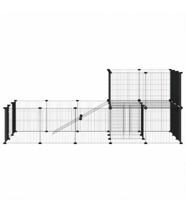 vidaXL 36-Panel Pet Cage with Door Black 175x105x70 cm Steel