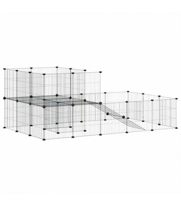 vidaXL 36-Panel Pet Cage with Door Black 175x105x70 cm Steel