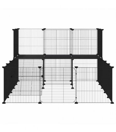 vidaXL 36-Panel Pet Cage with Door Black 175x105x70 cm Steel