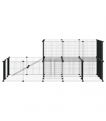vidaXL 44-Panel Pet Cage with Door Black 175x105x70 cm Steel