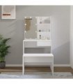 vidaXL Dressing Table Set with LED White Engineered Wood