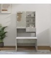 vidaXL Dressing Table Set with LED Concrete Grey Engineered Wood