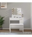 vidaXL Dressing Table Set with LED White Engineered Wood