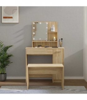 vidaXL Dressing Table Set with LED Sonoma Oak Engineered Wood