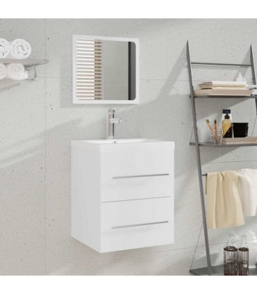 vidaXL Sink Cabinet with Built-in Basin White Engineered Wood