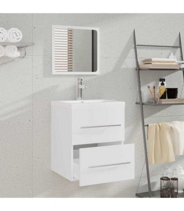vidaXL Sink Cabinet with Built-in Basin White Engineered Wood