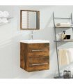 vidaXL Sink Cabinet with Built-in Basin Smoked Oak Engineered Wood