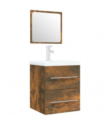 vidaXL Sink Cabinet with Built-in Basin Smoked Oak Engineered Wood