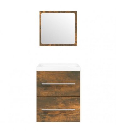 vidaXL Sink Cabinet with Built-in Basin Smoked Oak Engineered Wood