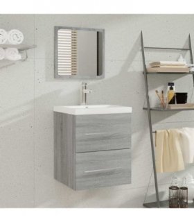 vidaXL Sink Cabinet with Built-in Basin Grey Sonoma Engineered Wood