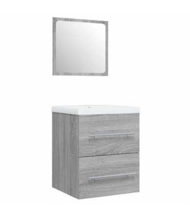 vidaXL Sink Cabinet with Built-in Basin Grey Sonoma Engineered Wood